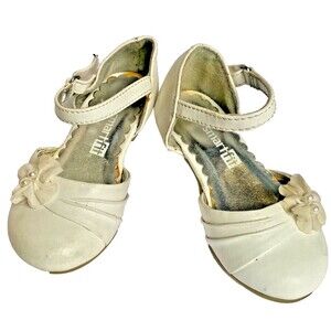 Vintage Smart Fit Girls Sz 6 1/2 Toddler White Ankle Strap Heels Mary Jane Shoes